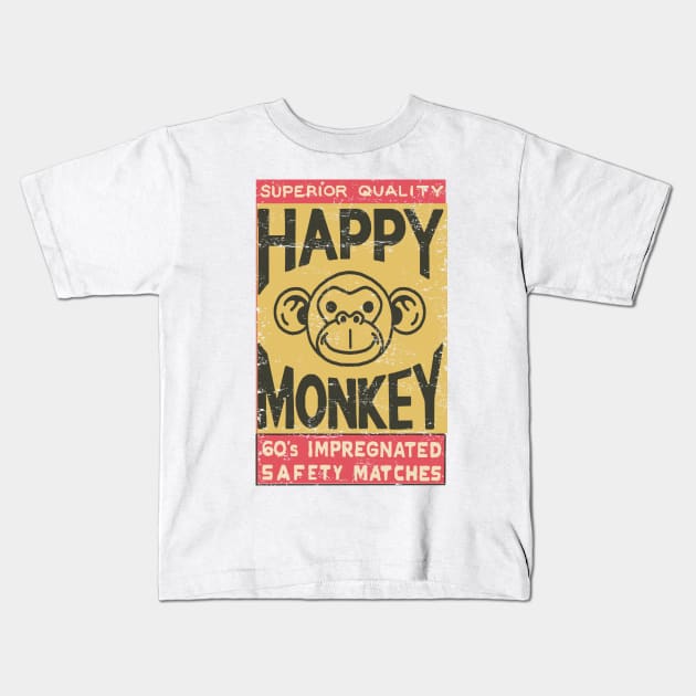 Happy Monkey Safety Matches Vintage Kids T-Shirt by ebayson74@gmail.com